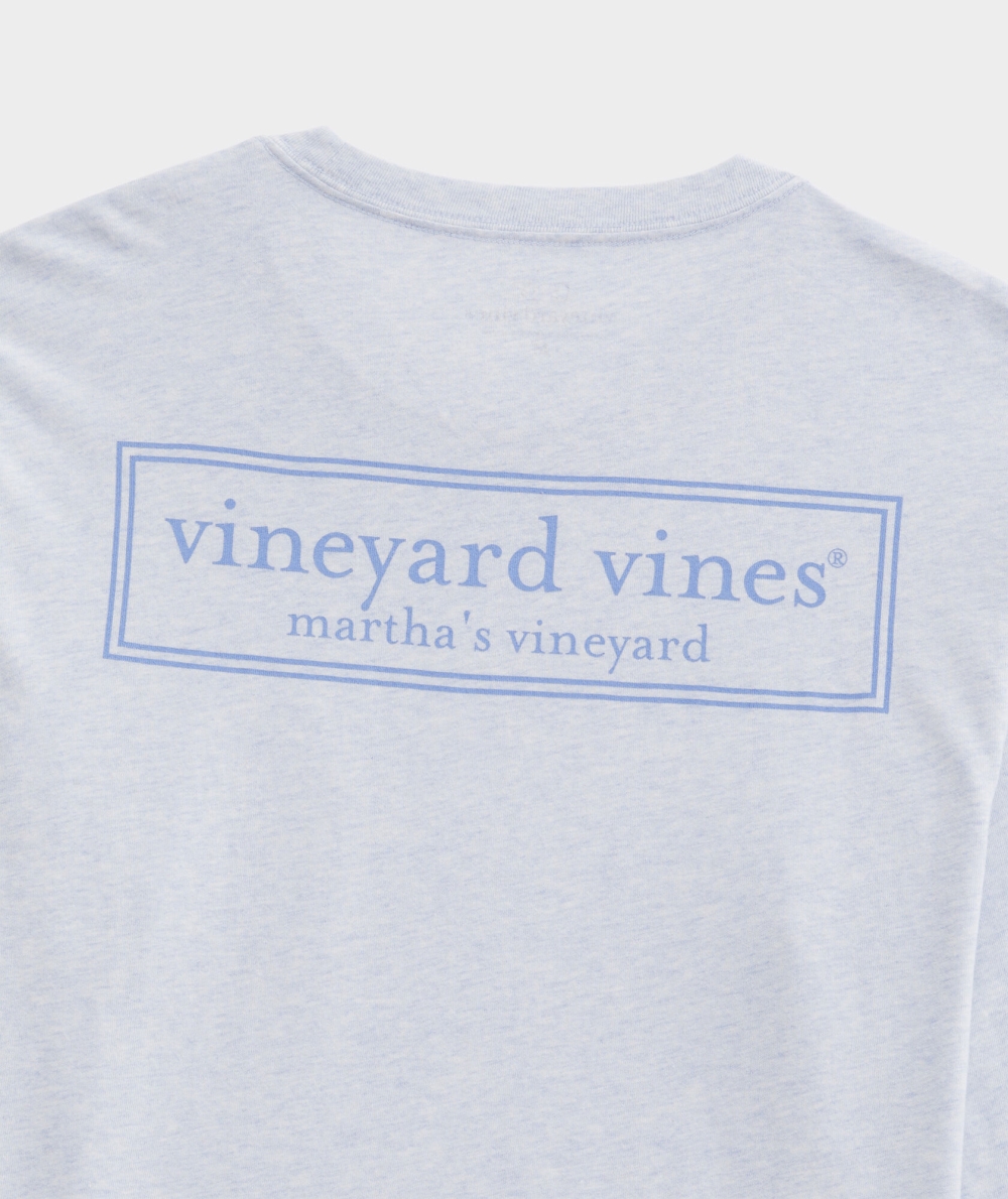 Tees Vineyard Vines Logo Box Long-Sleeve Heather Pocket Tee Hombre Ice Water Heather | MWY-819652