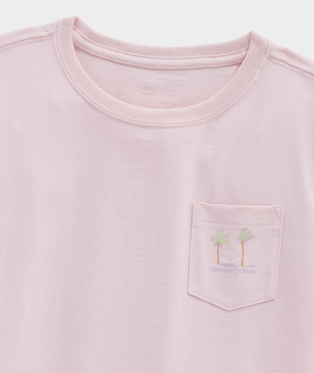 Tees Vineyard Vines Painterly Hammock Palms Corta-Sleeve Pocket Tee Niños Rosas | NZR-742503