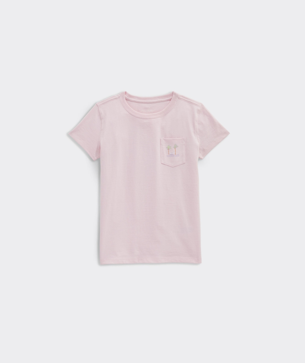 Tees Vineyard Vines Painterly Hammock Palms Corta-Sleeve Pocket Tee Niños Rosas | NZR-742503