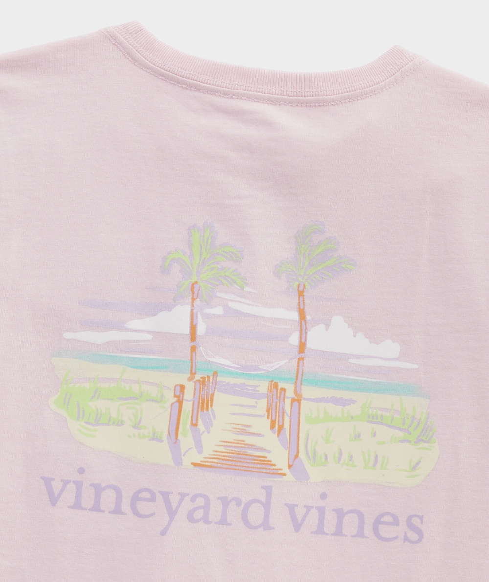 Tees Vineyard Vines Painterly Hammock Palms Corta-Sleeve Pocket Tee Niños Rosas | NZR-742503