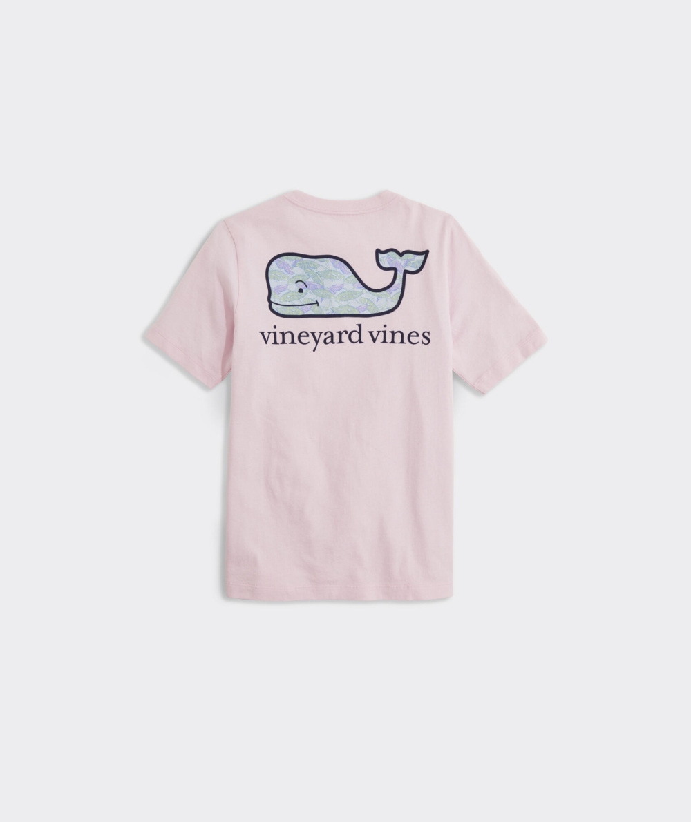 Tees Vineyard Vines Palm Leaf Whale Corta-Sleeve Tee Niños Rosas | ALJ-863150