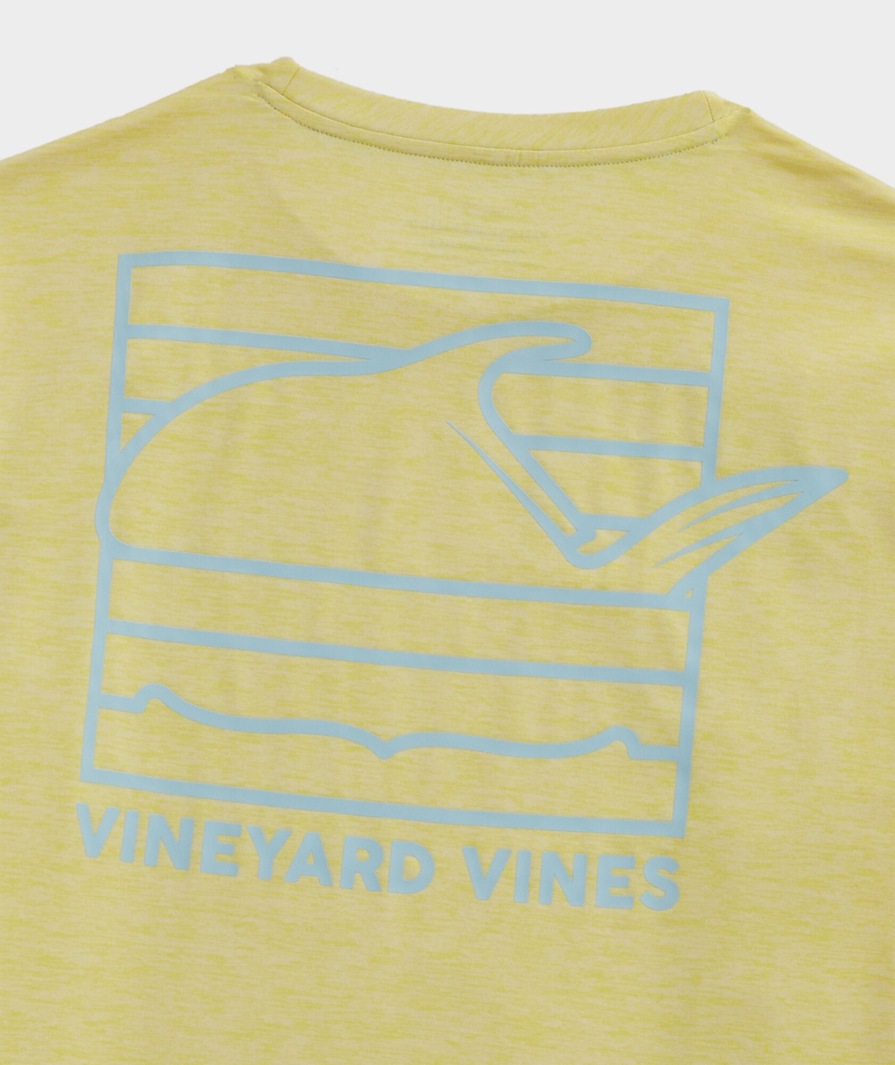 Tees Vineyard Vines Permit Tail Box Long-Sleeve Harbor Performance Tee Hombre Sunny | PIA-174953