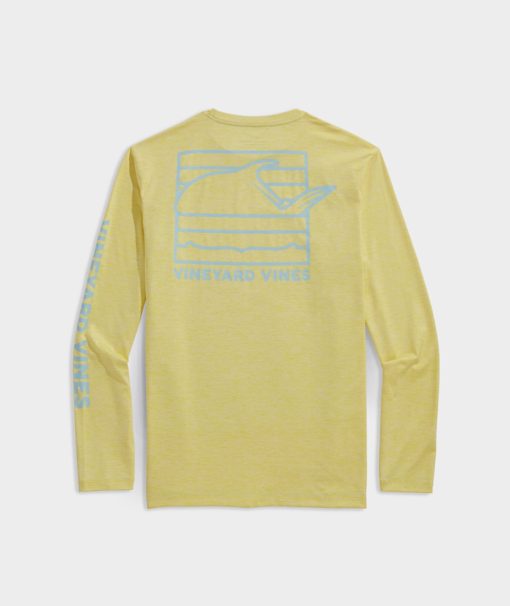 Tees Vineyard Vines Permit Tail Box Long-Sleeve Harbor Performance Tee Hombre Sunny | PIA-174953