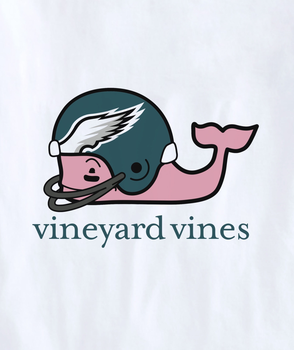 Tees Vineyard Vines Philadelphia Eagles Helmet Whale Corta-Sleeve Pocket Tee Hombre Blancos | LDE-820946