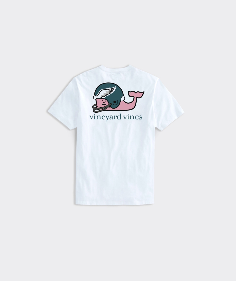 Tees Vineyard Vines Philadelphia Eagles Helmet Whale Corta-Sleeve Pocket Tee Niños Blancos | TNQ-516894