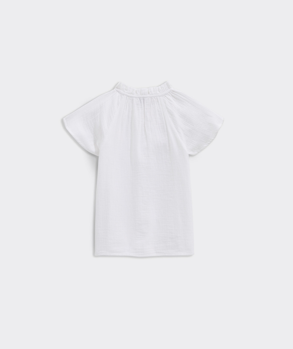 Tees Vineyard Vines Seastitch Gauze Ruffle Top Niños Blancos | OKU-341079