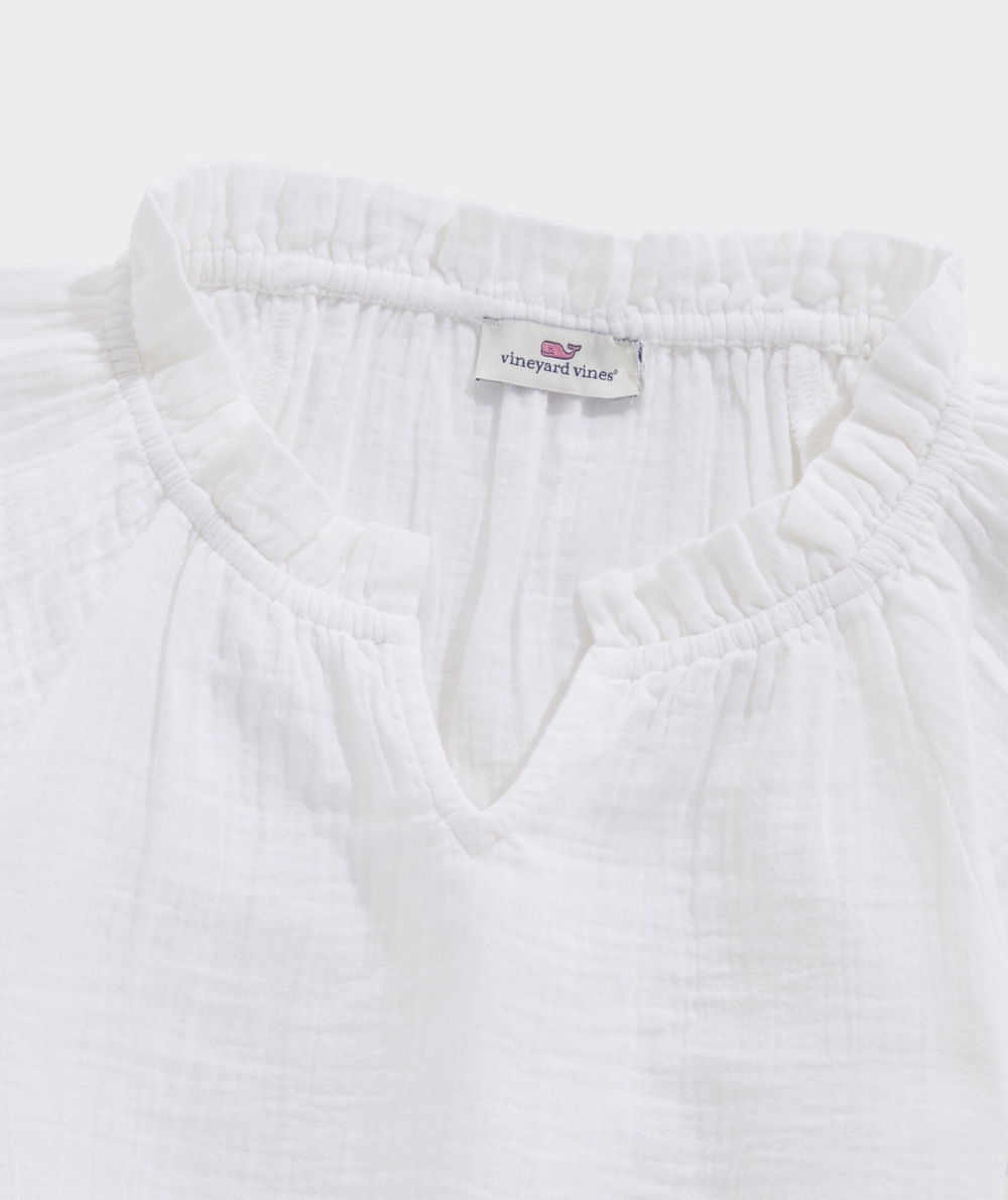 Tees Vineyard Vines Seastitch Gauze Ruffle Top Niños Blancos | OKU-341079