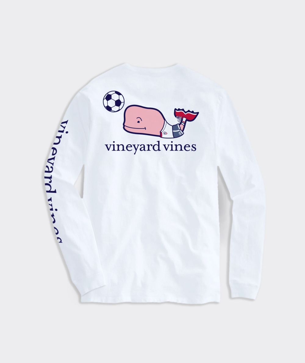 Tees Vineyard Vines Soccer Whale Long-Sleeve Pocket Tee Hombre Blancos | JPM-489310