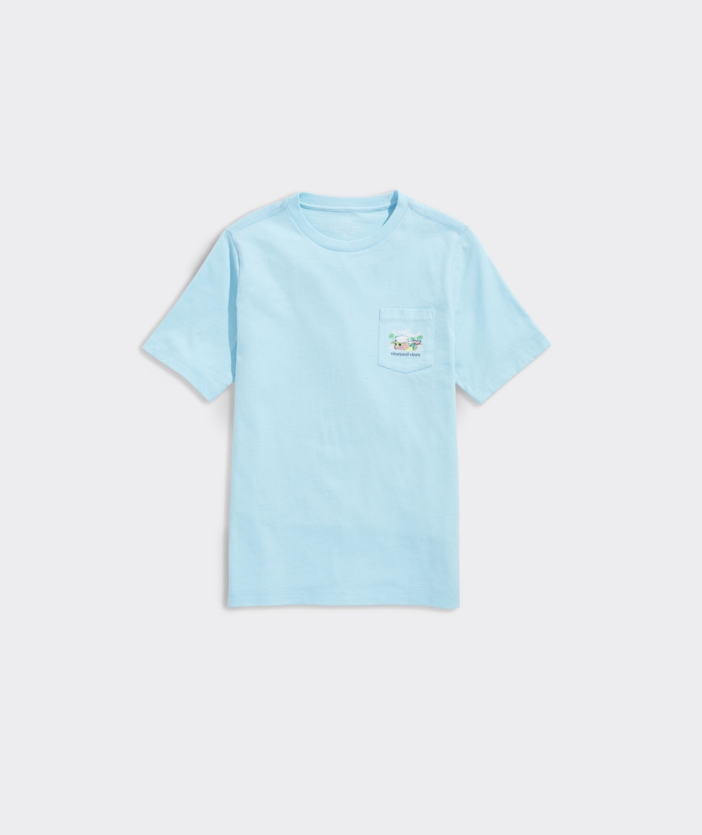 Tees Vineyard Vines Spring Break Whale Corta-Sleeve Pocket Tee Niños Sea Splash | XIC-469830