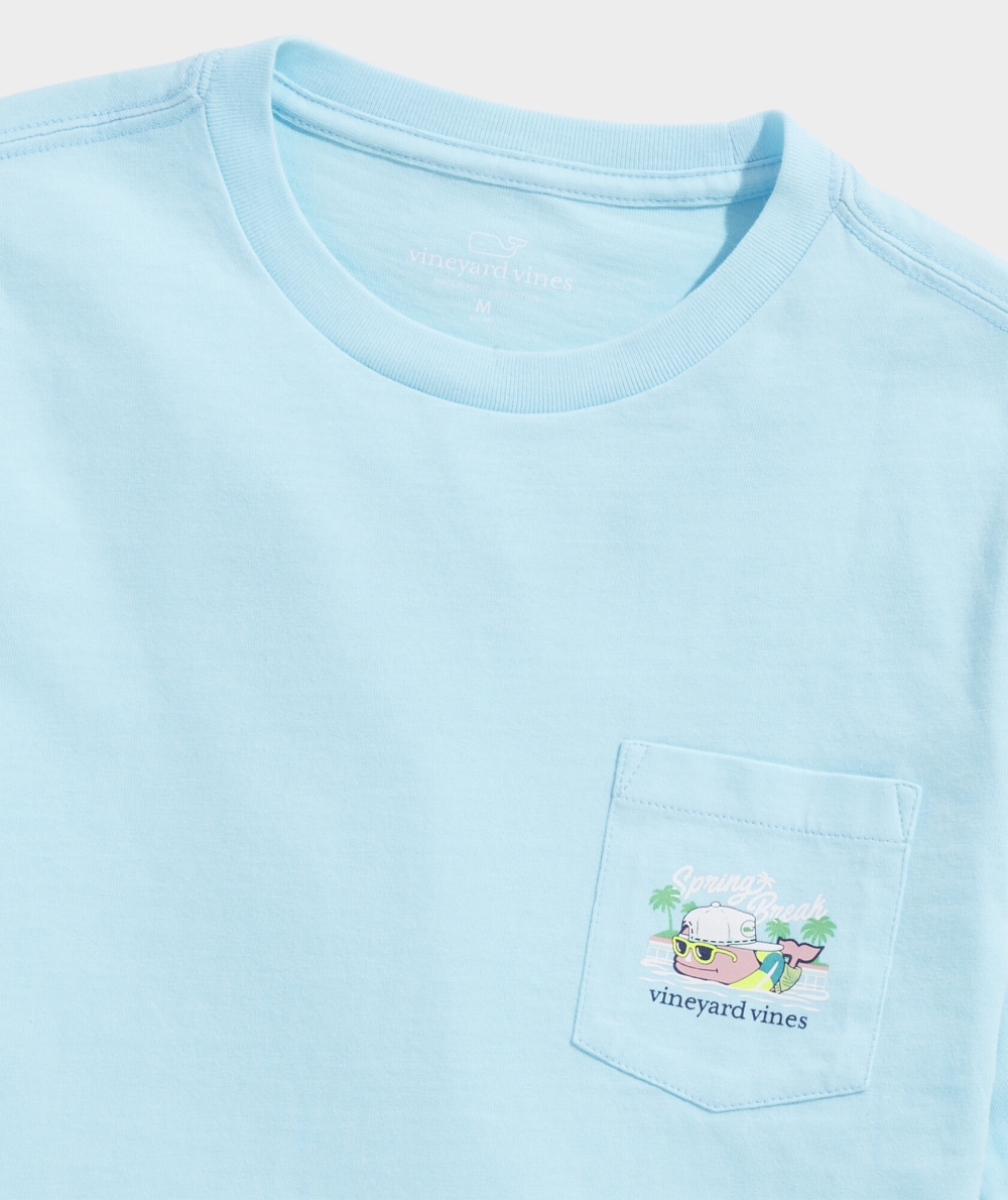 Tees Vineyard Vines Spring Break Whale Corta-Sleeve Pocket Tee Niños Sea Splash | XIC-469830