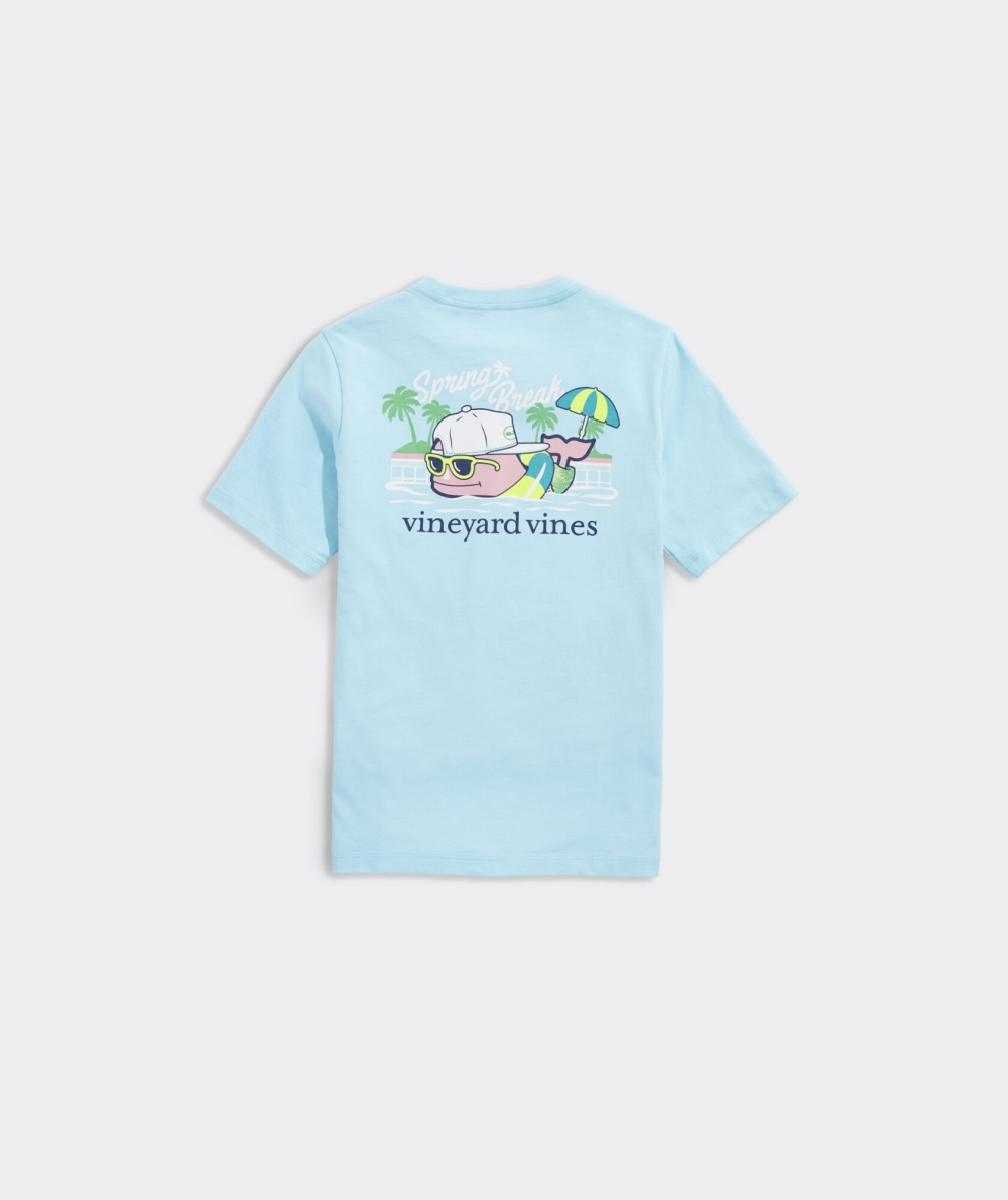 Tees Vineyard Vines Spring Break Whale Corta-Sleeve Pocket Tee Niños Sea Splash | XIC-469830