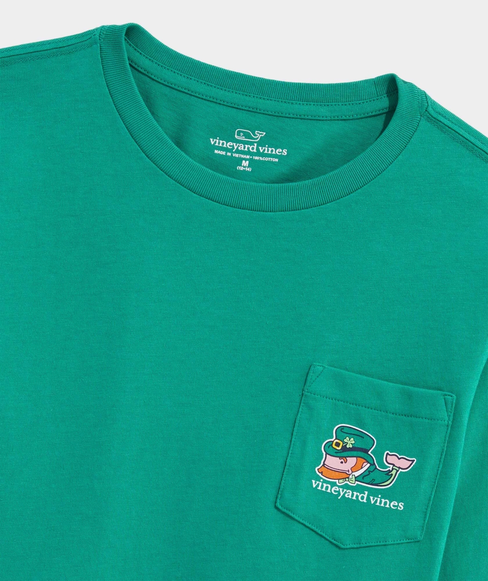 Tees Vineyard Vines St. Patrick's Day Whale Long-Sleeve Pocket Tee Niños Sea Swell | JCZ-914085