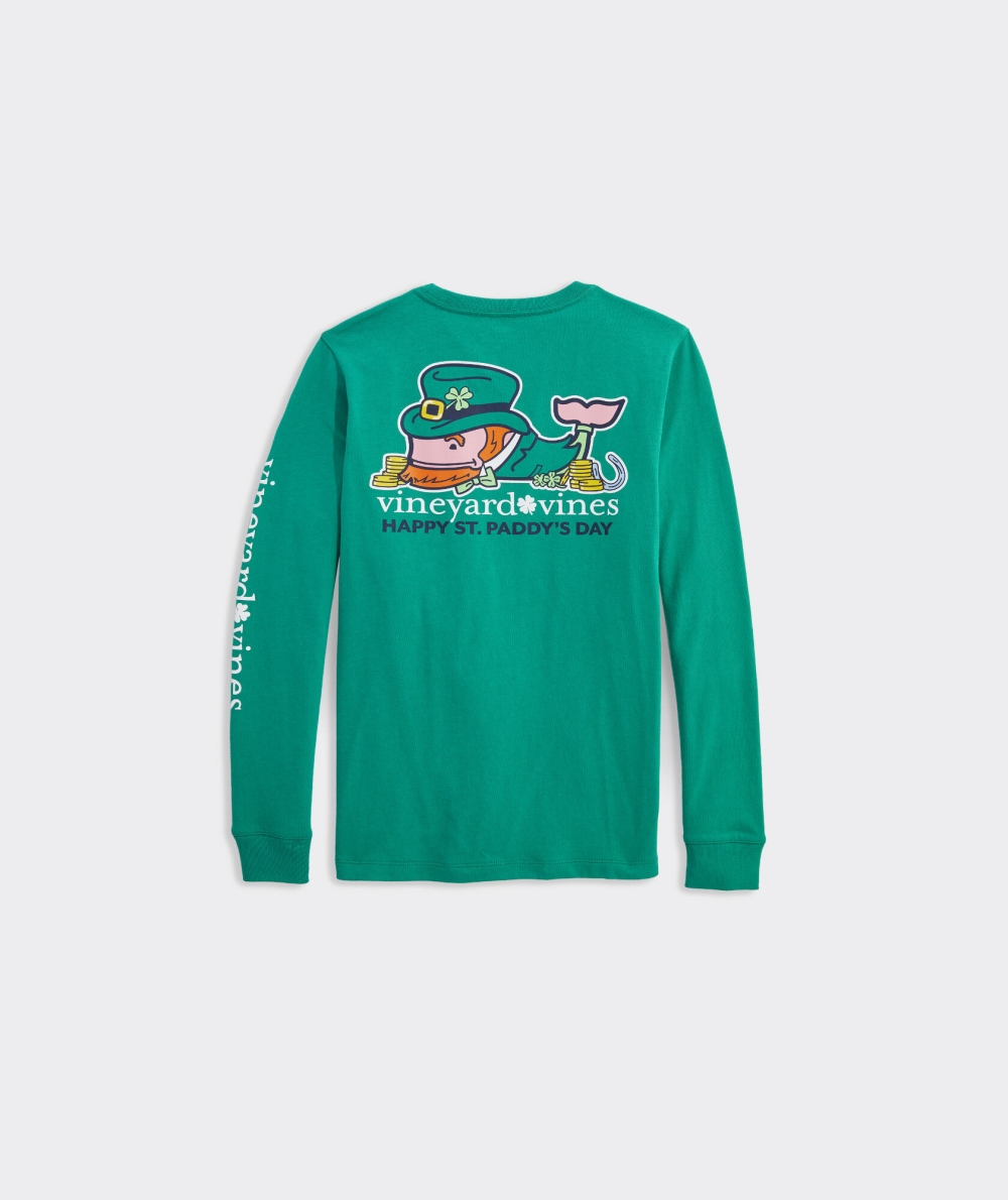 Tees Vineyard Vines St. Patrick\'s Day Whale Long-Sleeve Pocket Tee Niños Sea Swell | JCZ-914085