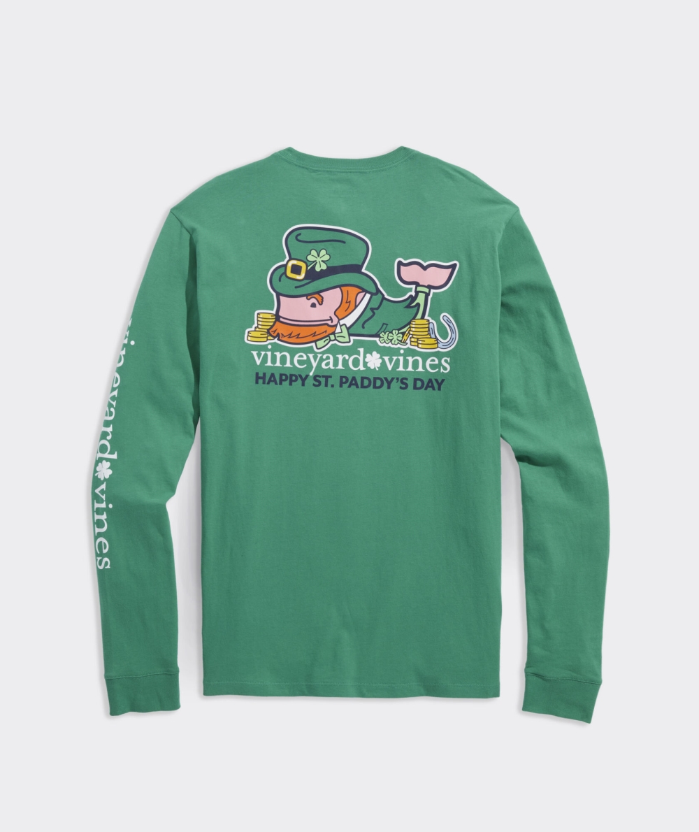 Tees Vineyard Vines St. Patrick\'s Day Whale Long-Sleeve Pocket Tee Hombre Sea Swell | NUE-457389