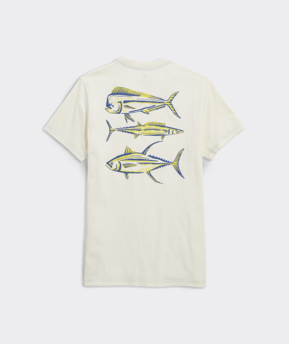 Tees Vineyard Vines Stacked Fish Corta-Sleeve Dunes Tee Hombre Pina Colada Heather | EGL-269734