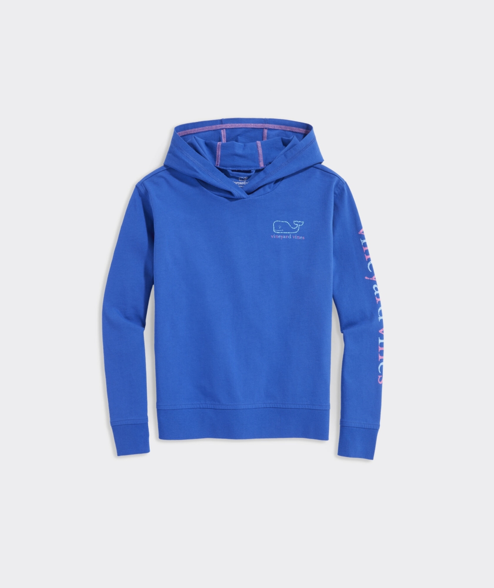 Tees Vineyard Vines Whale Hoodie Long-Sleeve Tee Niños Azules | WSE-946023