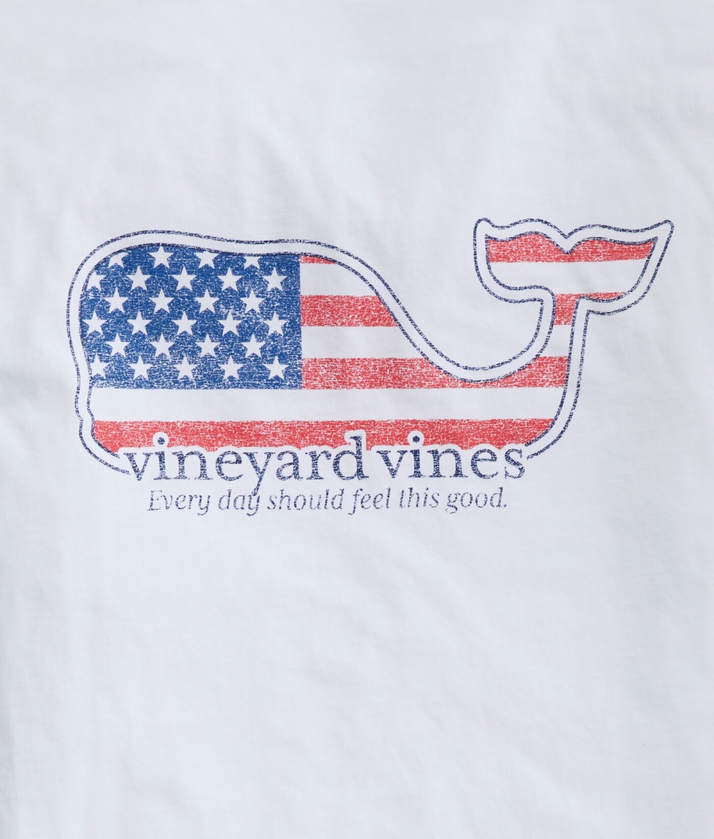 Tees Vineyard Vines vineyard vines Americana Whale Corta-Sleeve Pocket T-Shirt Hombre Blancos | CYA-728946