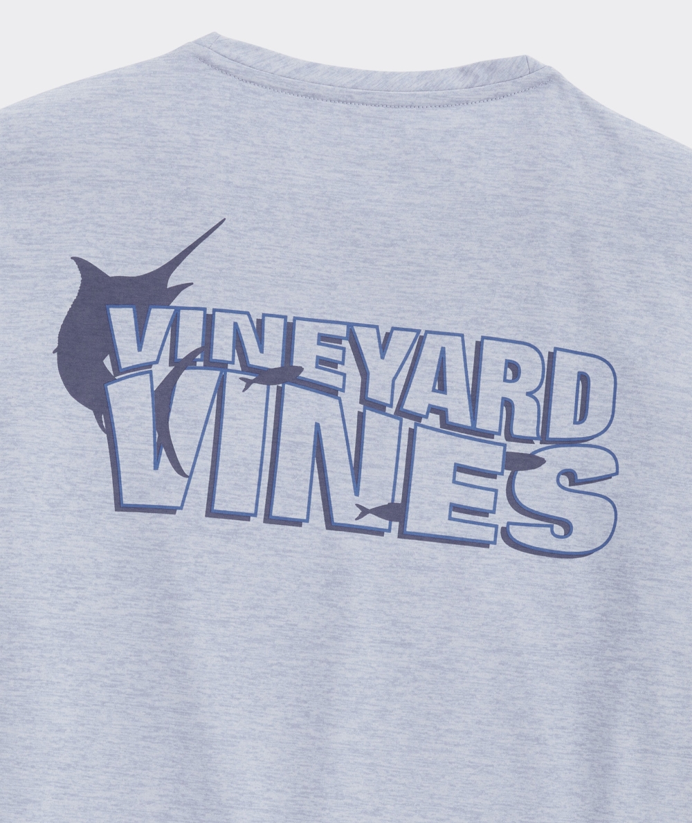 Tees Vineyard Vines vineyard vines Wavy Text Long-Sleeve Harbor Performance Tee Hombre Blancos | MHZ-261504