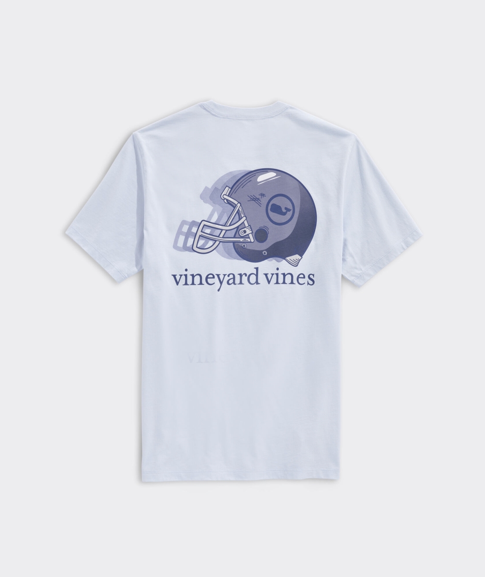 Tops Vineyard Vines Corta-Sleeve Football Helmet Pocket Tee Hombre Ancient Water | QKE-095628