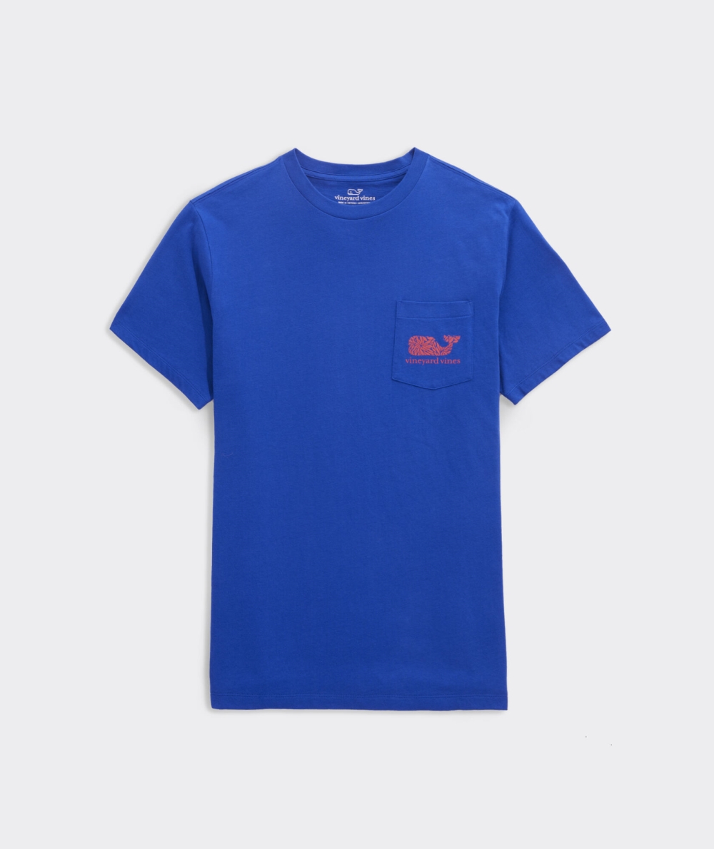 Tops Vineyard Vines In Full Bloom Whale Corta-Sleeve Pocket Tee Hombre Azules | CZQ-693584