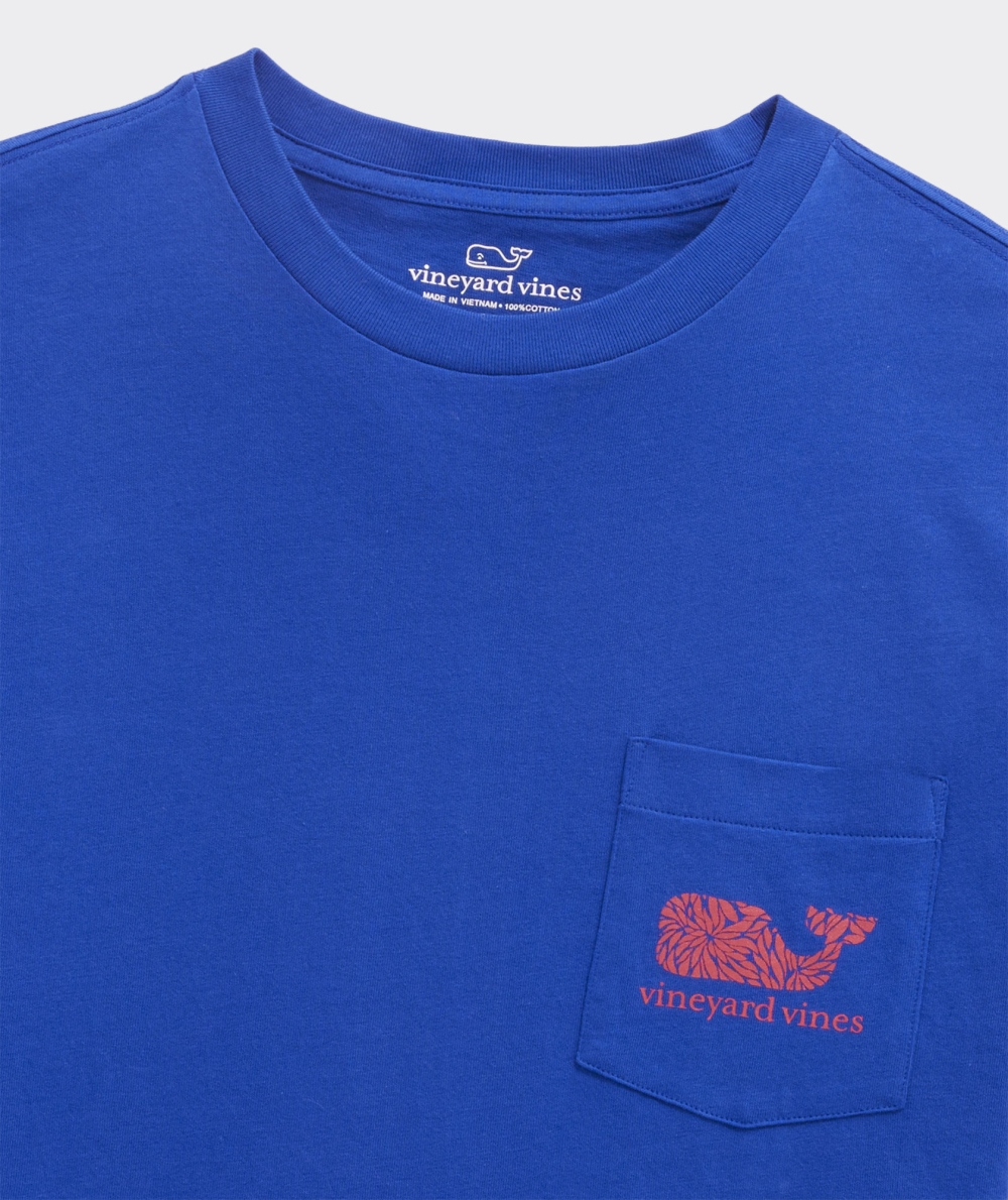 Tops Vineyard Vines In Full Bloom Whale Corta-Sleeve Pocket Tee Hombre Azules | CZQ-693584