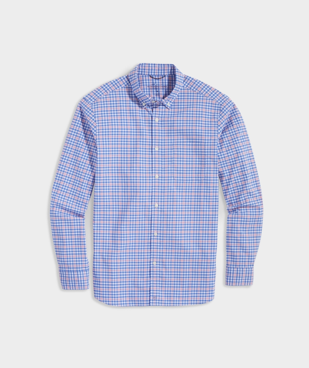 Tops Vineyard Vines On-The-Go brrrº Plaid Shirt Hombre Rosas | QWV-148356