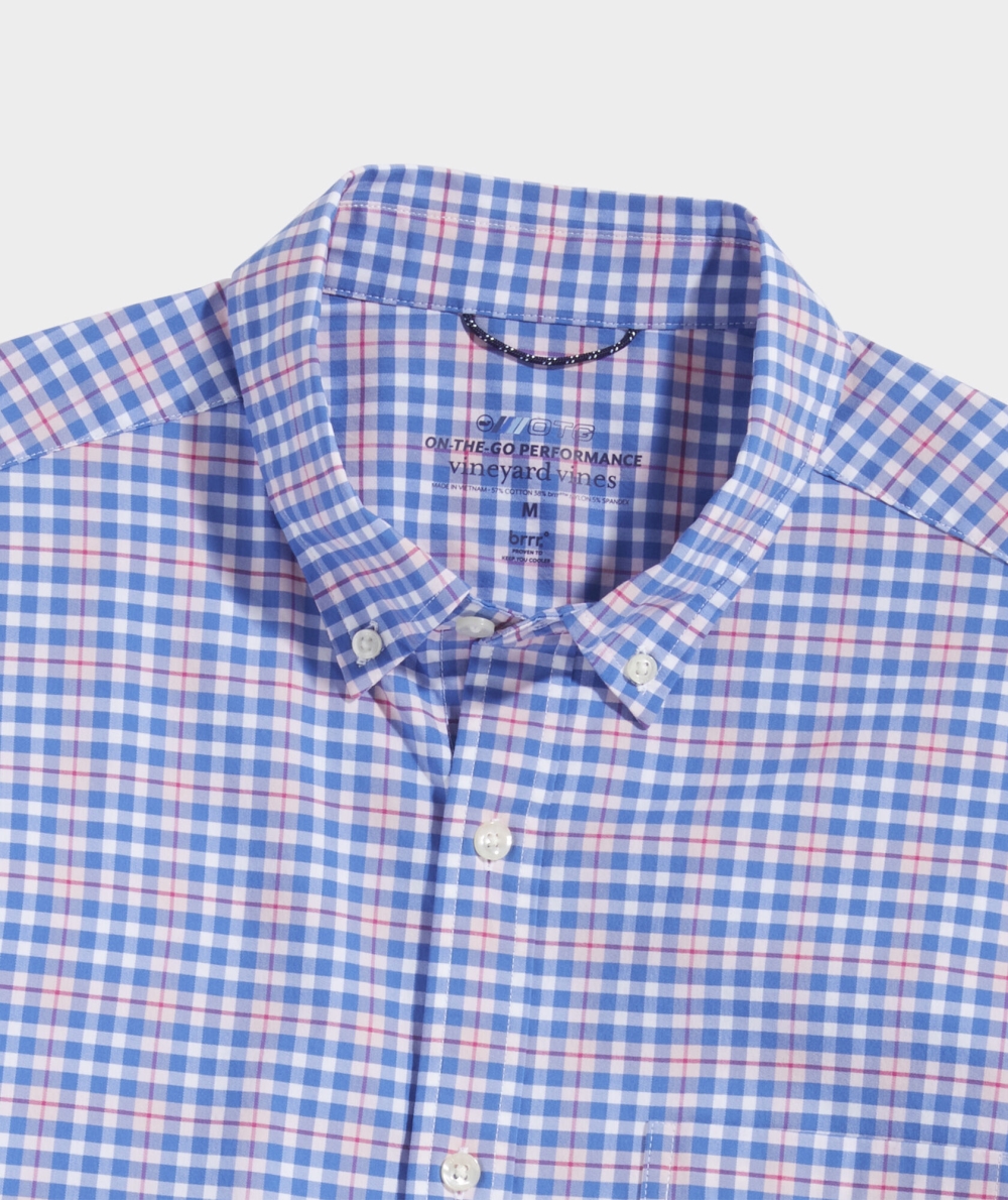 Tops Vineyard Vines On-The-Go brrrº Plaid Shirt Hombre Rosas | QWV-148356