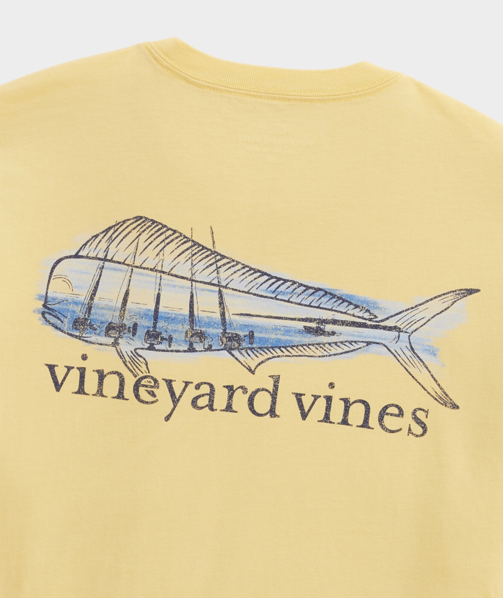 Tops Vineyard Vines Painted Mahi Fishing Corta-Sleeve Pocket Tee Hombre Sunny | VGM-136809