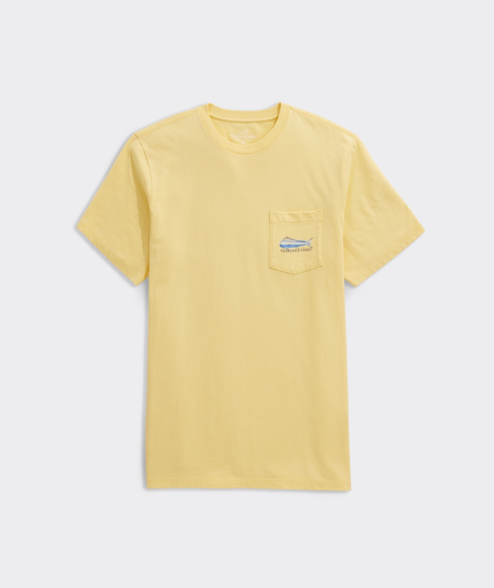 Tops Vineyard Vines Painted Mahi Fishing Corta-Sleeve Pocket Tee Hombre Sunny | VGM-136809