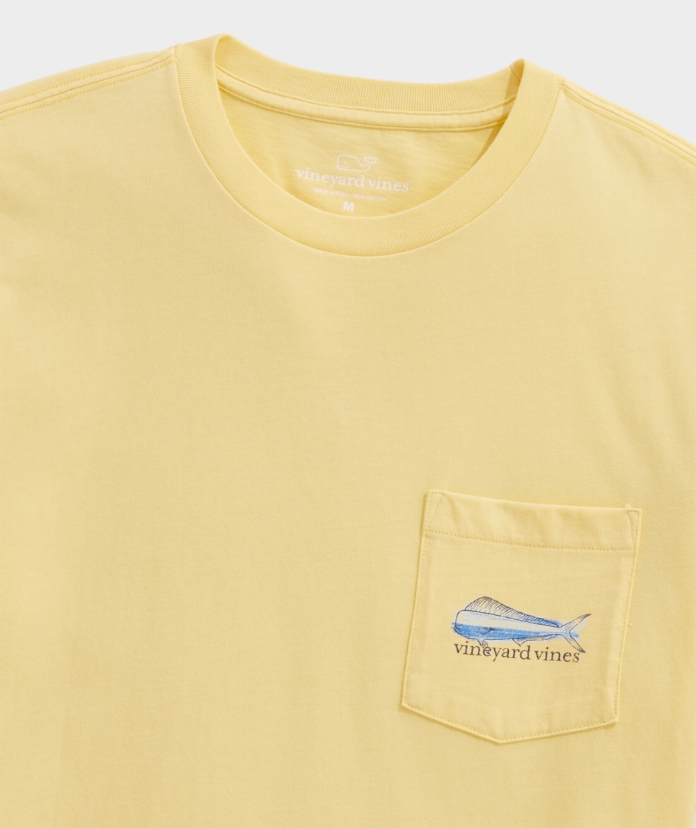 Tops Vineyard Vines Painted Mahi Fishing Corta-Sleeve Pocket Tee Hombre Sunny | VGM-136809