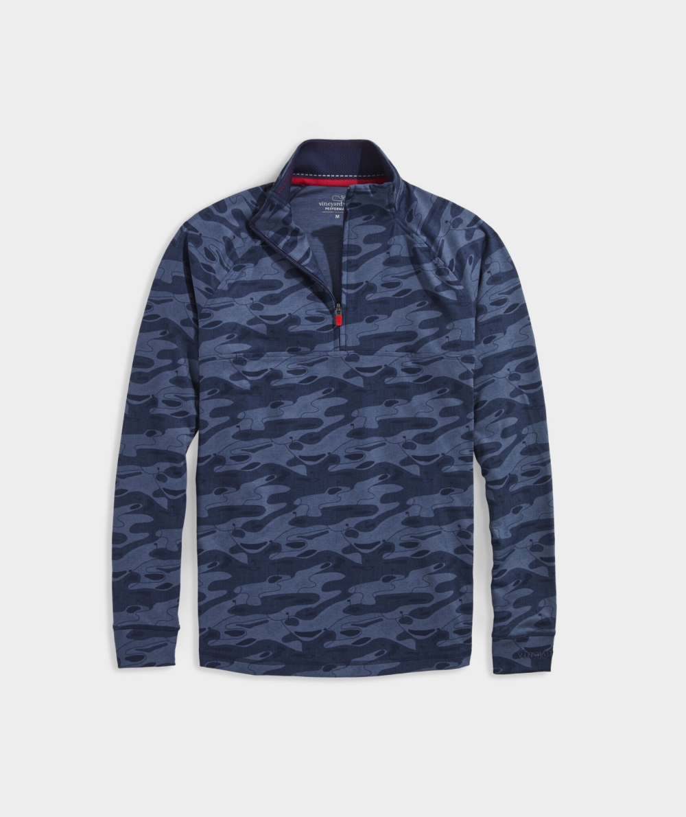 Tops Vineyard Vines Palmetto Quarter-Zip Hombre Azules Camuflados | FCK-702189