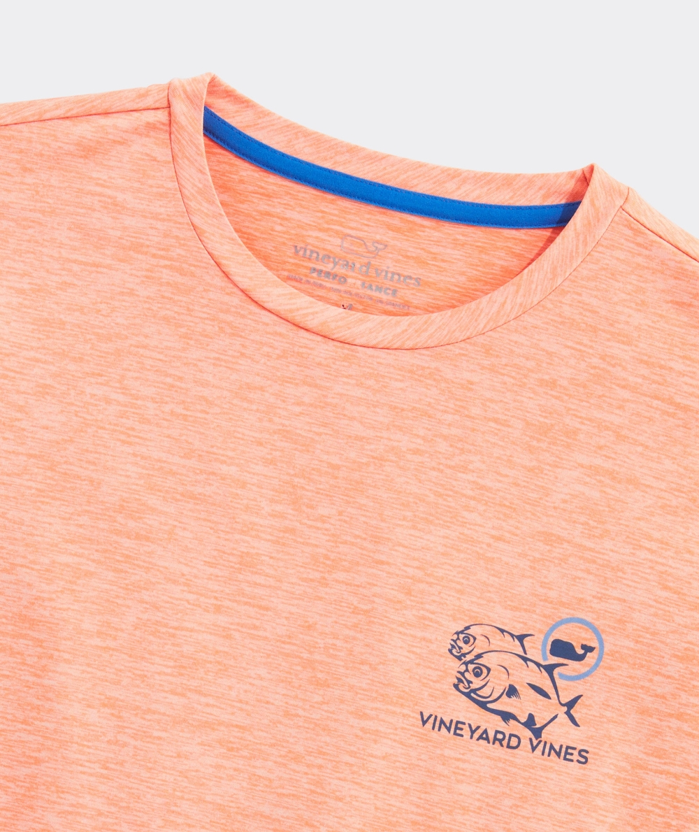 Tops Vineyard Vines Permit Catch Long-Sleeve Harbor Performance Tee Hombre Toucan Heather | DHY-307296