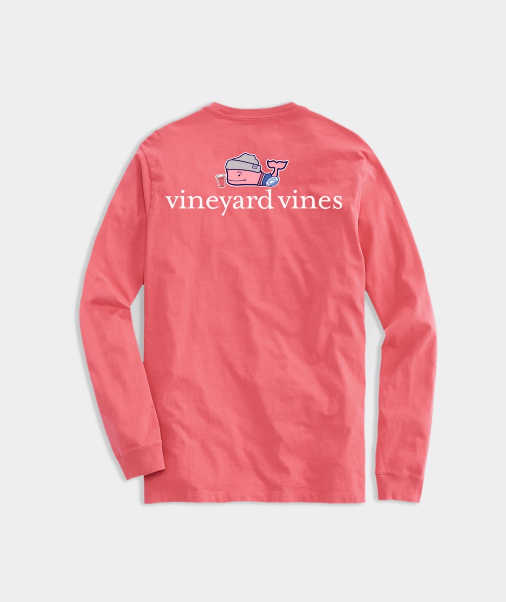 Tops Vineyard Vines Tailgate Whale Long-Sleeve Pocket Tee Hombre Rojos | TPM-819706