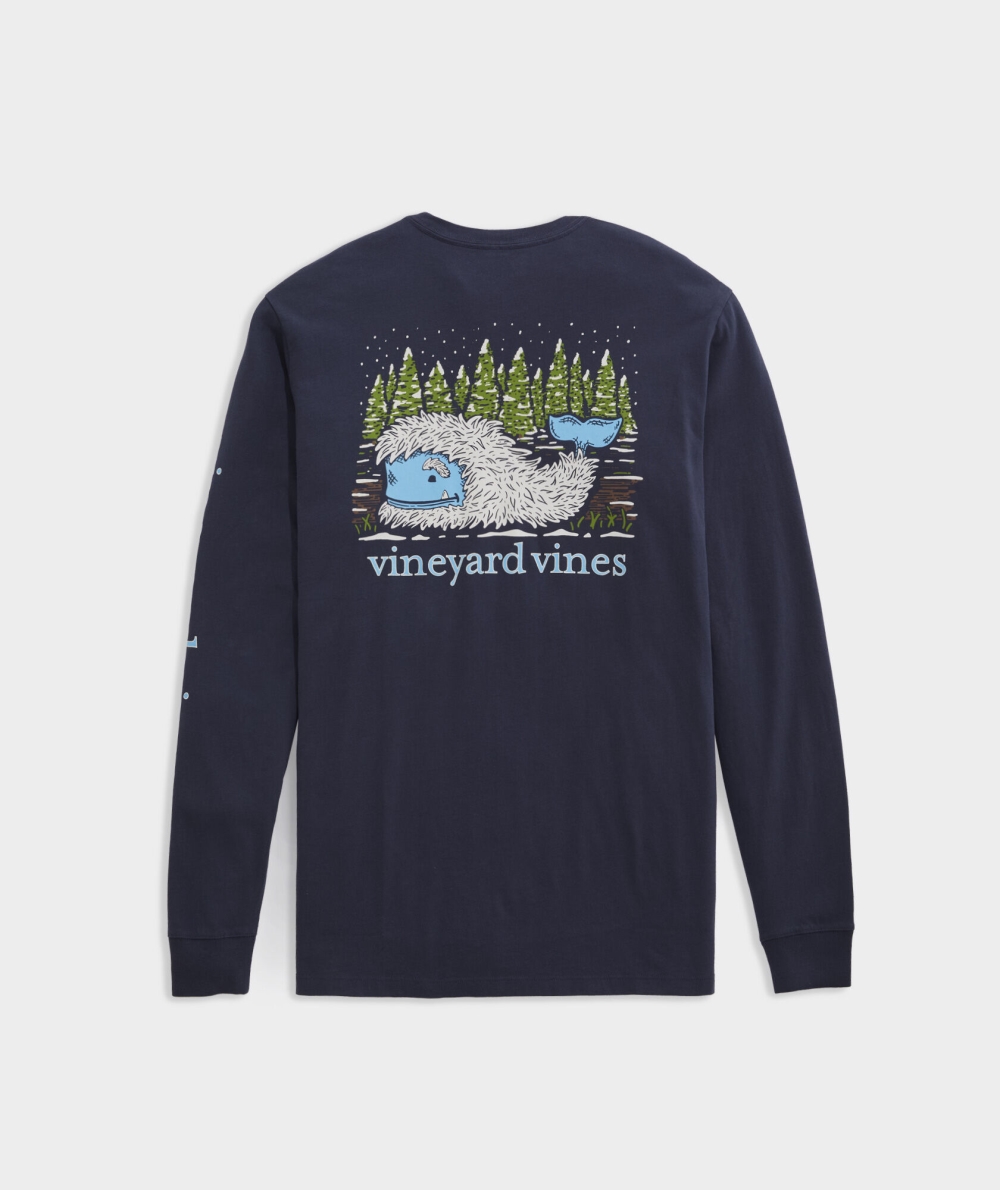 Tops Vineyard Vines Yeti Whale Long-Sleeve Pocket Tee Hombre Azules | UAN-176259