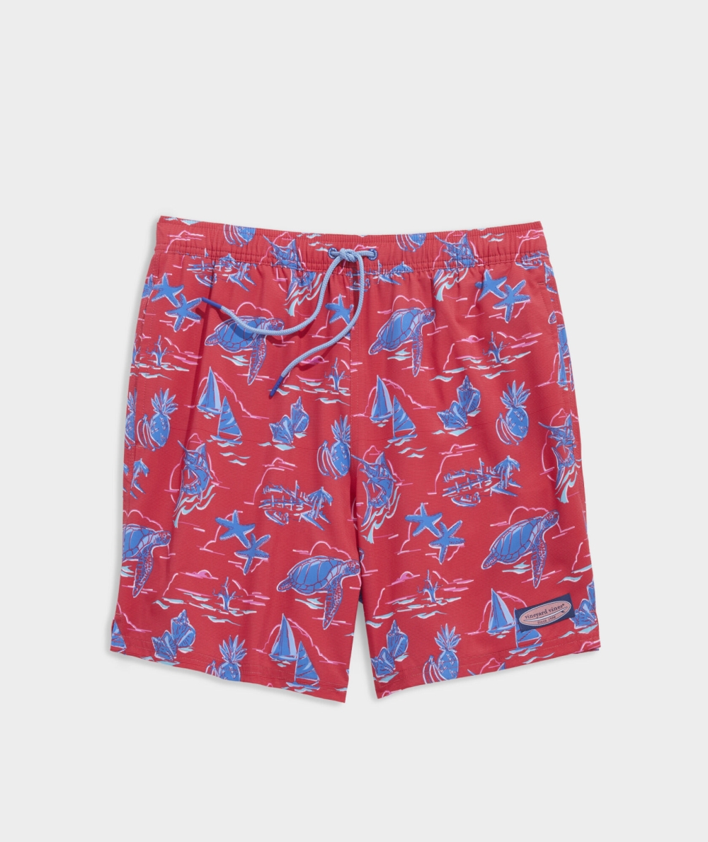 Trajes De Baño Vineyard Vines 7 Inch Printed Chappy Trunks Hombre Rojos | MGJ-306274