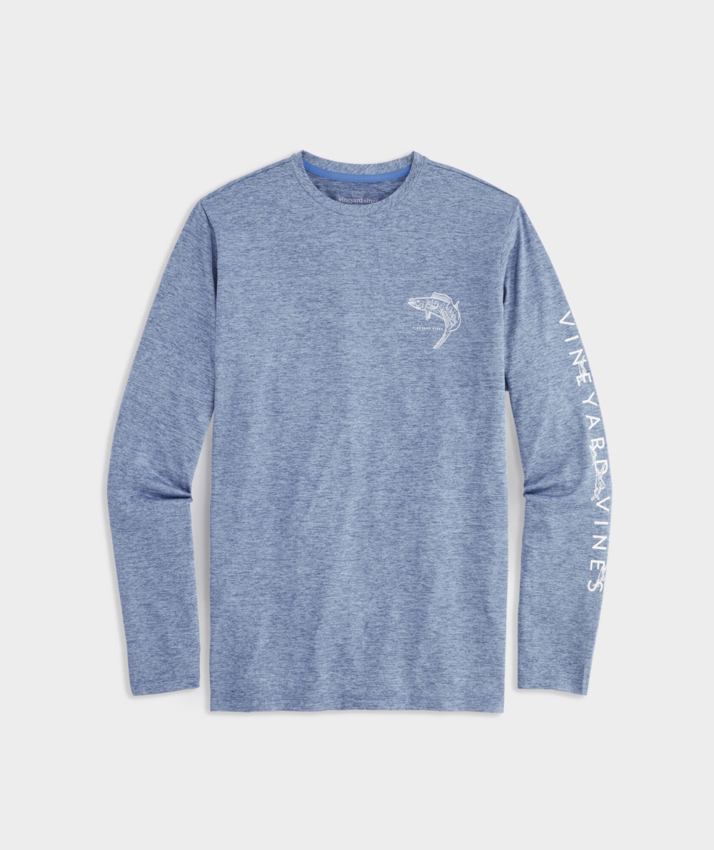 Trajes De Baño Vineyard Vines Grand Slam Long-Sleeve Harbor Performance Tee Hombre Moonshine Heather | LNP-953807