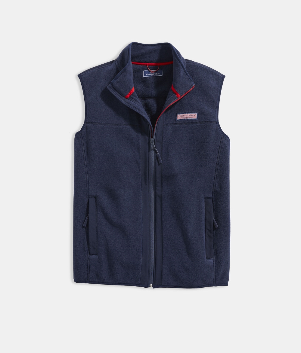 Vests Vineyard Vines Harbor Fleece Vest Hombre Azul Marino | OXC-709634