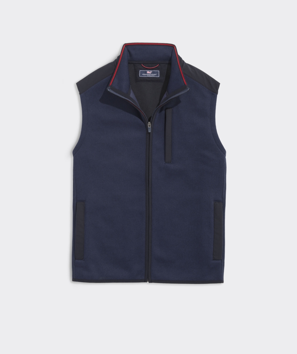 Vests Vineyard Vines Mountain Sueter Fleece Vest Hombre Azul Marino | SHQ-920318