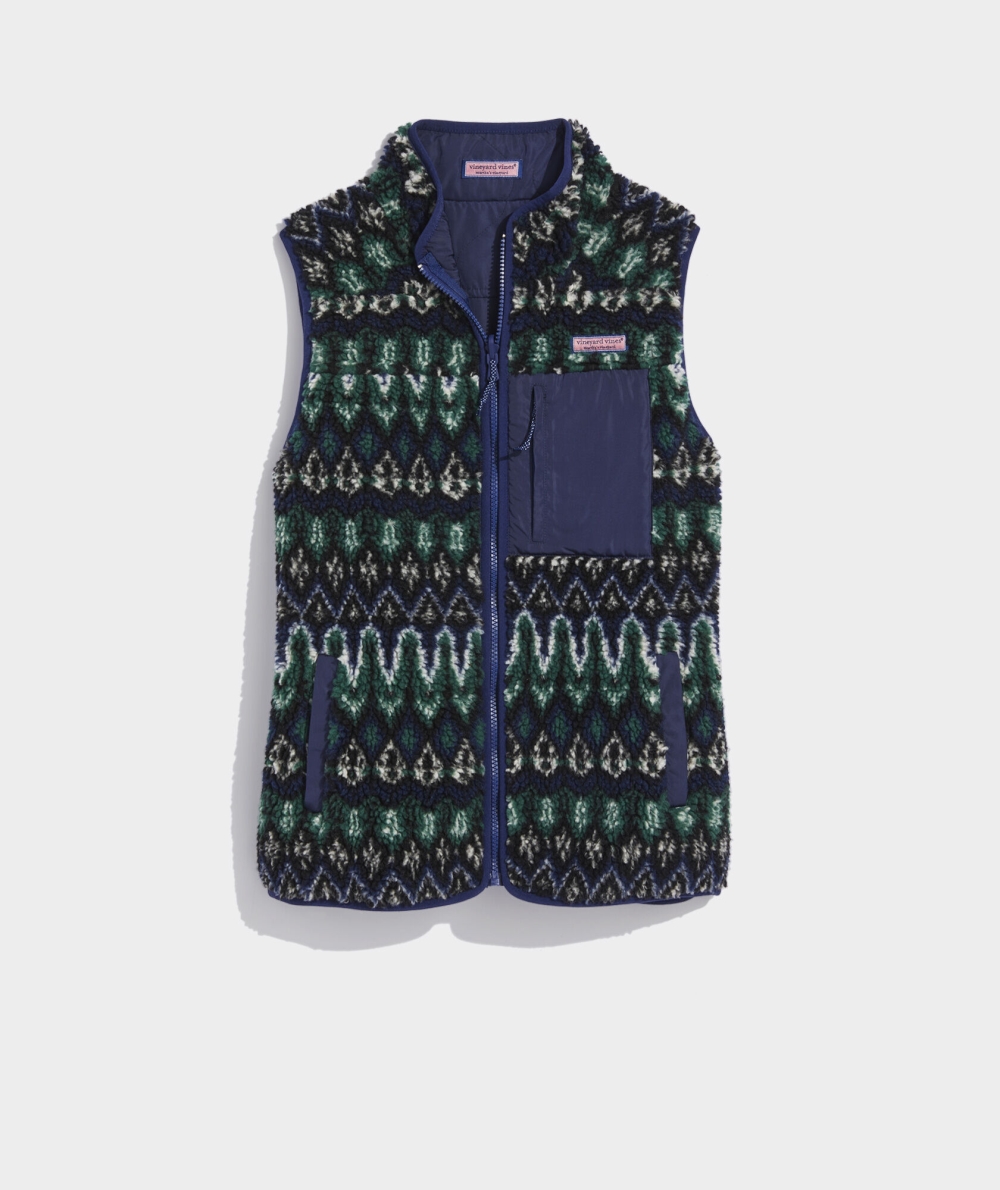 Vests Vineyard Vines Reversible Fair Isle SuperShep™ Vest Mujer Azules | EFQ-263089