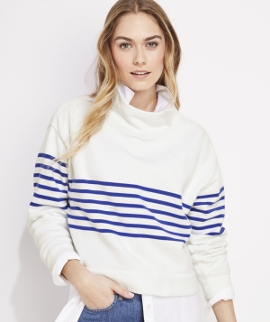 Camisas Vineyard Vines A Rayas Funnel-Neck Pullover Mujer Marshmallow | TBK-372149