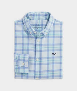 Camisas Vineyard Vines Boys Plaid Island Twill Shirt Niños Ice Water | QFM-697425