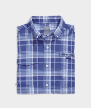 Camisas Vineyard Vines Harbor Performance Plaid Shirt Hombre Azules | PIM-723015