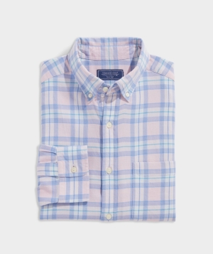 Camisas Vineyard Vines Island Twill Plaid Shirt Hombre Rosas | RBV-532147