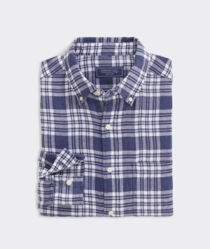 Camisas Vineyard Vines Island Twill Plaid Shirt Hombre Ocean Splash | XVC-948710