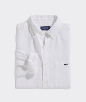 Camisas Vineyard Vines Linen Solid Shirt Hombre Blancos | FAW-763124