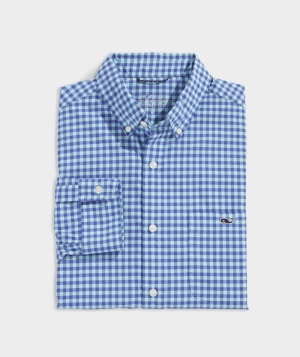 Camisas Vineyard Vines On-The-Go Nylon Gingham Shirt Hombre Azules | MAE-496802