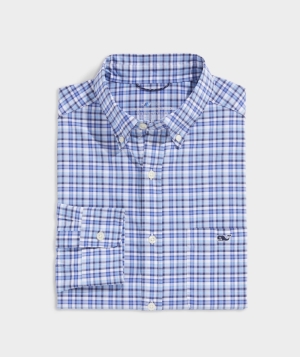 Camisas Vineyard Vines On-The-Go Nylon Plaid Shirt Hombre Azules | MQE-290486