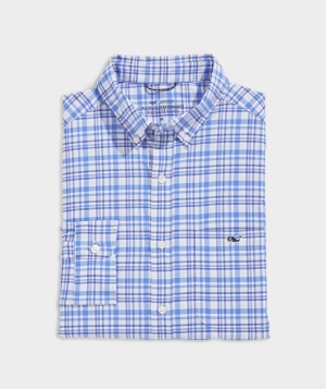 Camisas Vineyard Vines On-The-Go Nylon Plaid Shirt Hombre Ice Water | RIO-439128