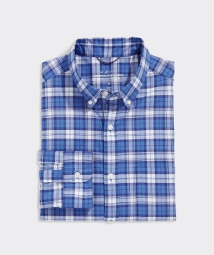 Camisas Vineyard Vines On-The-Go brrrº Plaid Shirt Hombre Azules | IOQ-031792