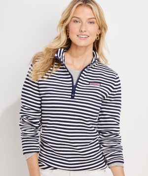 Camisas Vineyard Vines Ottoman Stripe Relaxed Shep Shirt™ Mujer Azules | QFB-012574